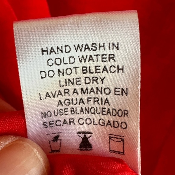 NWT Dress Day Red and Pink Satin V Neck Bishop Sleeve Wrap Dress Sz S - Picture 12 of 12